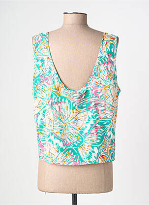Top tissage crêpe sans manche vert LILI SIDONIO femme