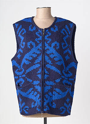 Gilet sans manche maille tricot bleu RUE MAZARINE femme