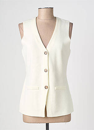 Gilet sans manche maille fine beige GRACE & MILA femme