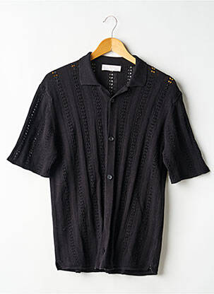 Chemise manches courtes coupe droite noir MAISON MONTAGUT homme