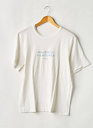 T-shirt coupe droite manches courtes blanc MAJESTIC FILATURES femme