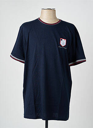 T-shirt broderie manches courtes bleu CAMBERABERO homme