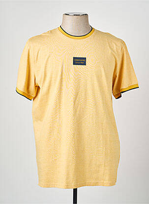 T-shirt tissage chiné manches courtes jaune CAMBERABERO homme