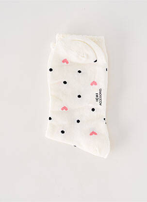 Chaussettes imprimé fantaisie blanc ICHI femme
