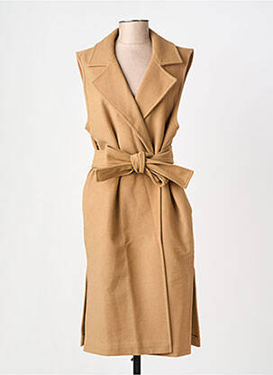 Manteau long coupe cintrée sans capuche beige HANA SAN femme