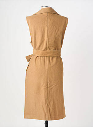 Manteau long coupe cintrée sans capuche beige HANA SAN femme