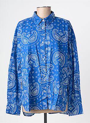 Chemisier coupe droite manches longues bleu JANE BLUE femme