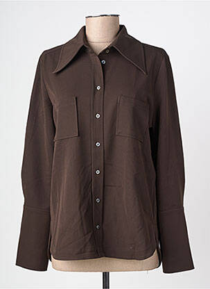 Chemisier coupe droite manches longues marron HANA SAN femme