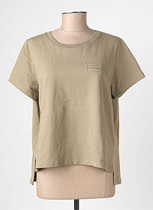 T-shirt coupe droite manches courtes vert HANA SAN femme