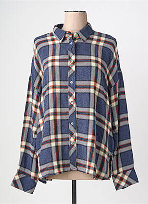 Chemisier tissage crêpe manches longues bleu JANE BLUE femme