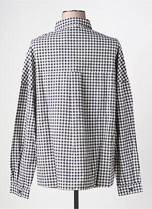 Chemisier tissage popeline manches longues bleu A.P femme