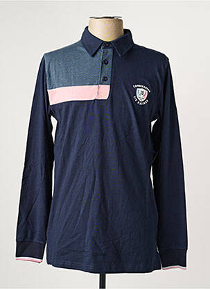 Polo sérigraphie manches longues bleu CAMBERABERO homme