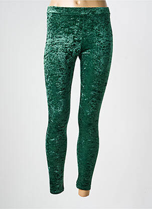 Legging effet matière satinée taille normale vert GOLDA femme