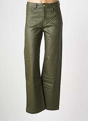 Pantalon flare fermeture zippée sous rabat boutonné vert MAISON ONADO femme