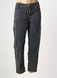 Pantalon droit fermeture zippée sous rabat boutonné bleu HOD femme