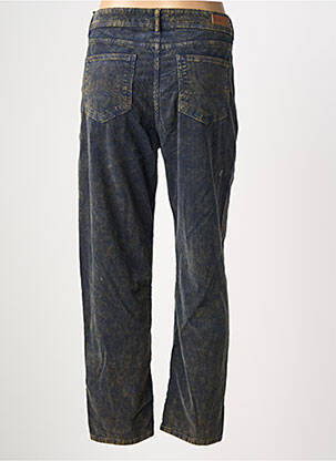 Pantalon droit fermeture zippée sous rabat boutonné bleu HOD femme