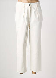 Pantalon 7/8 fermeture zippée sous rabat boutonné blanc HANA SAN femme
