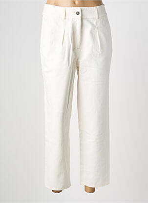 Pantalon 7/8 fermeture zippée sous rabat boutonné blanc HANA SAN femme