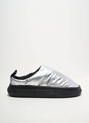 Mules/sabots tissage satiné talon plat jusqu'à 3cm argent THEGUMMY femme