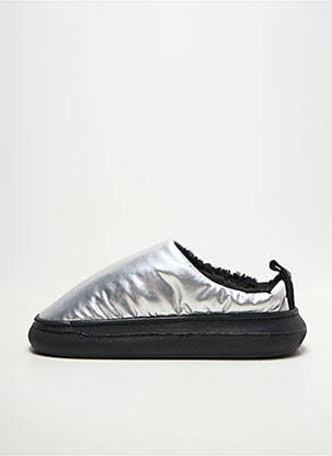 Mules/sabots tissage satiné talon plat jusqu'à 3cm argent THEGUMMY femme