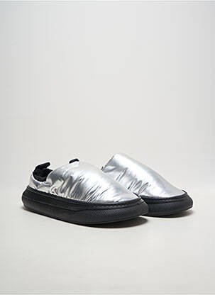 Mules/sabots tissage satiné talon plat jusqu'à 3cm argent THEGUMMY femme