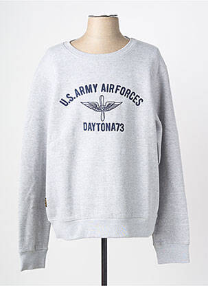 Sweat-shirt broderie manches longues gris DAYTONA homme