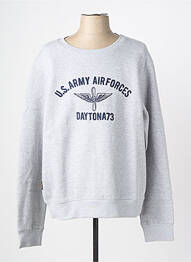Sweat-shirt broderie manches longues gris DAYTONA homme