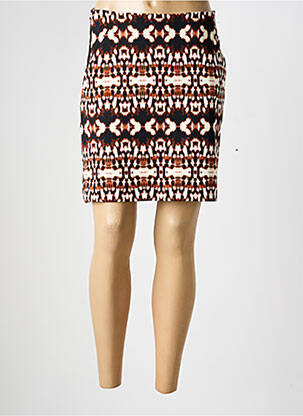 Jupe courte taille à pinces marron ICHI femme