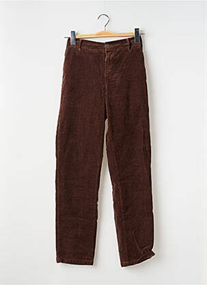 Pantalon chino fermeture zippée sous rabat boutonné taille normale marron HAPPY femme