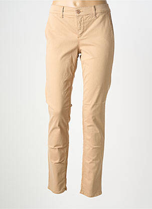 Pantalon chino tissage popeline taille normale beige HAPPY femme