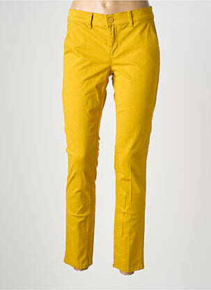 Pantalon chino tissage popeline taille normale jaune HAPPY femme