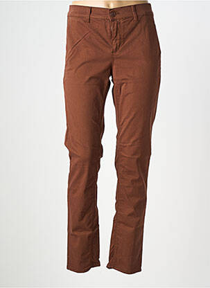 Pantalon chino tissage popeline taille normale marron HAPPY femme