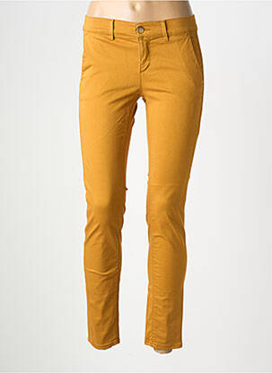 Pantalon chino tissage popeline taille normale jaune HAPPY femme