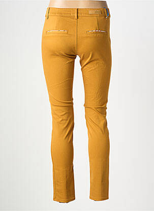Pantalon chino tissage popeline taille normale jaune HAPPY femme