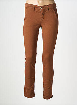 Pantalon chino tissage popeline taille normale marron HAPPY femme