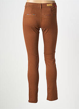 Pantalon chino tissage popeline taille normale marron HAPPY femme