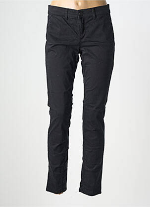 Pantalon chino fermeture zippée sous rabat boutonné taille normale noir HAPPY femme