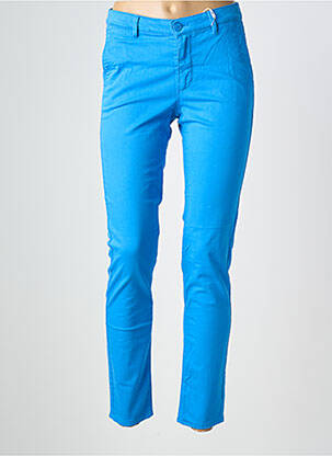 Pantalon chino tissage popeline taille normale bleu HAPPY femme
