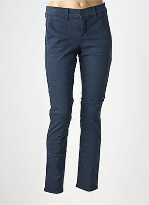 Pantalon chino tissage popeline taille normale bleu HAPPY femme