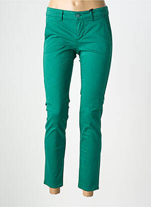 Pantalon chino tissage popeline taille normale vert HAPPY femme