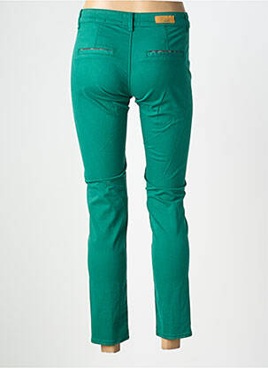 Pantalon chino tissage popeline taille normale vert HAPPY femme