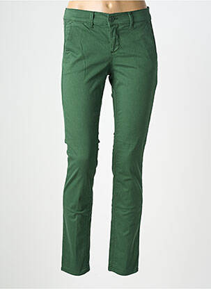 Pantalon chino tissage popeline taille normale vert HAPPY femme