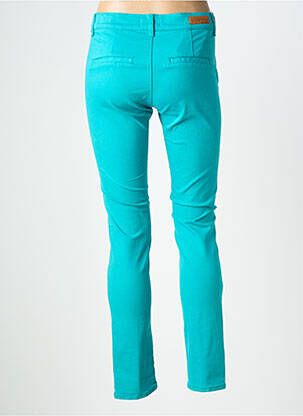 Pantalon chino fermeture zippée sous rabat boutonné taille normale bleu HAPPY femme