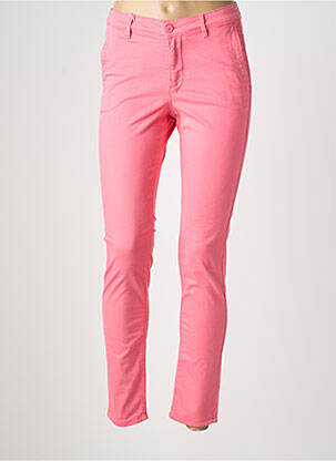 Pantalon chino tissage popeline taille normale rose HAPPY femme