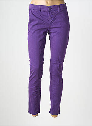 Pantalon chino fermeture zippée sous rabat boutonné taille normale violet HAPPY femme