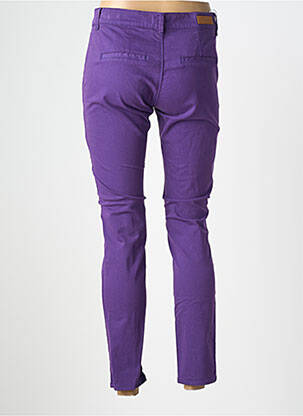 Pantalon chino fermeture zippée sous rabat boutonné taille normale violet HAPPY femme