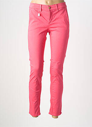 Pantalon chino fermeture zippée sous rabat boutonné taille normale rose HAPPY femme