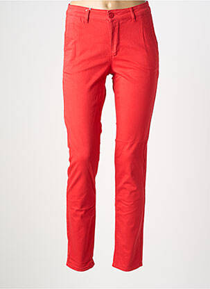 Pantalon chino fermeture zippée sous rabat boutonné taille normale rouge HAPPY femme