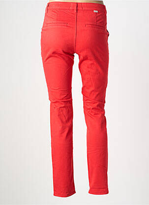 Pantalon chino fermeture zippée sous rabat boutonné taille normale rouge HAPPY femme