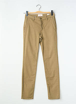 Pantalon chino tissage popeline taille normale vert HAPPY femme